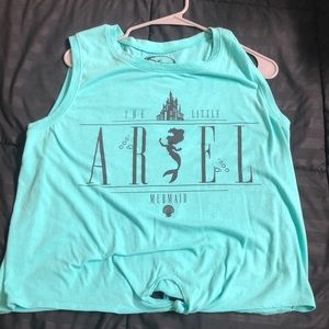 Teal Little Mermaid Muscle Tank with Front Tie